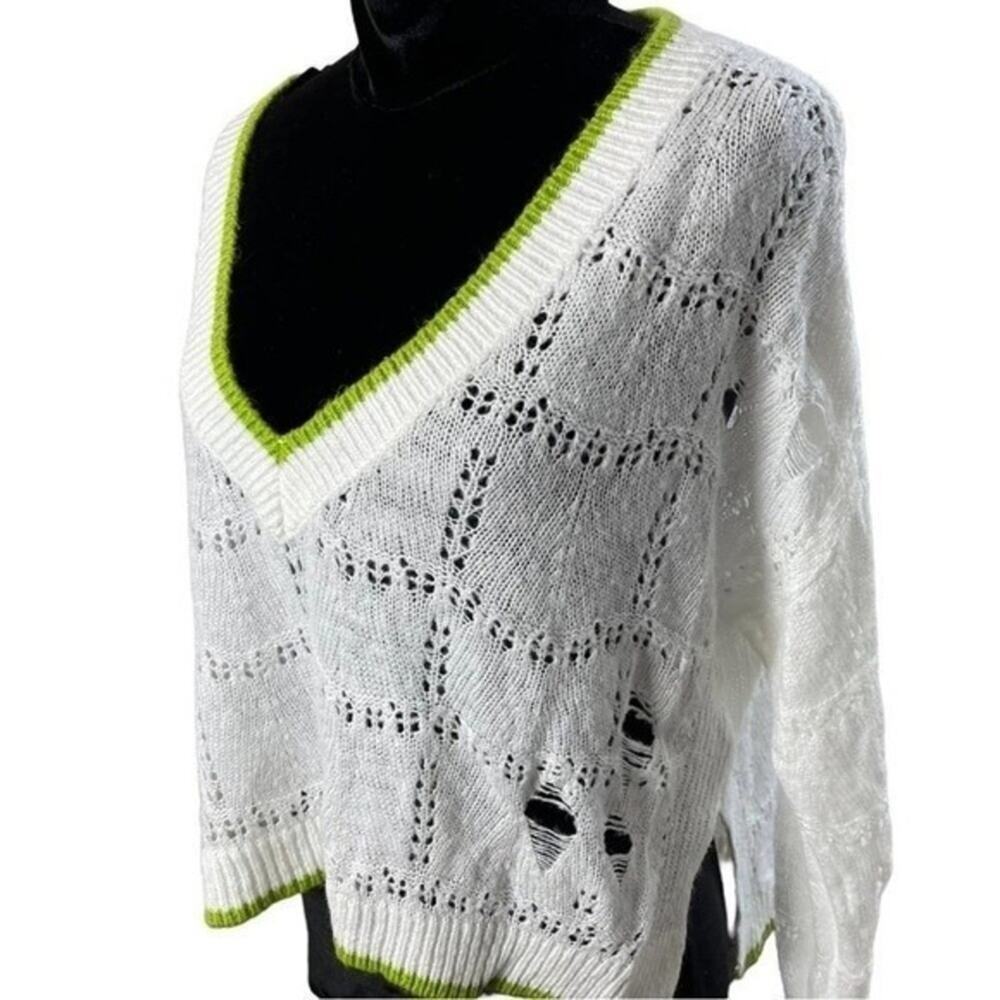 Elliot Preppy V-Neck Tennis Sweater, Academia, Distressed, Club, Old Money, S - Picture 4 of 10